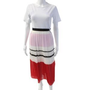 N/Nicholas Womens Printed Pleated Side Zip Lined Maxi Skirt White Combo Size 0
